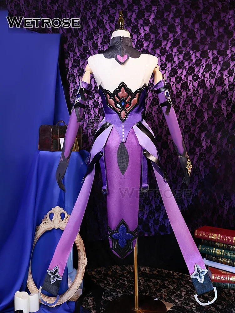 [Wetrose]In Stock Black Swan Honkai Star Rail Cosplay Costumes 	 زي تنكري بجعة سوداء مع شعر مستعار ، طقم كامل ، ملبس عيد الميلاد في عيد هالوين ، راوي الحظ ، سكة بحر ستار ، ذهبي ، هونكاي ، فضي