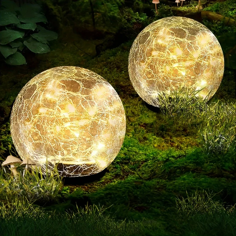 

Garden Lamp，Cracked Glass SphericalLEDOutdoor Decorative Lights，Suitable Terrace、Lawn and Garden（Ground Plug），Intellig