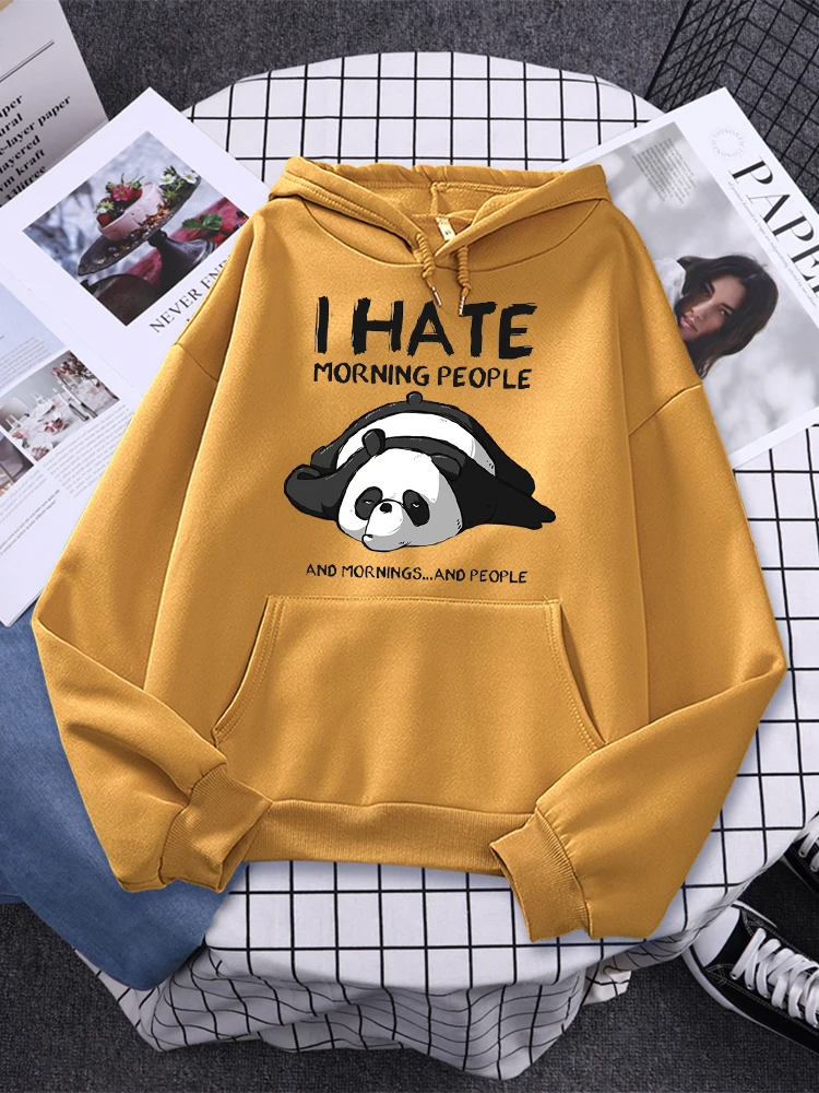 Lazy Panda I Hate Morning People Prints Hoody Woman Casual Hoodies Plus Size Sweatshirt Harajuku Girl Autumn Warm Sudaderas Tops