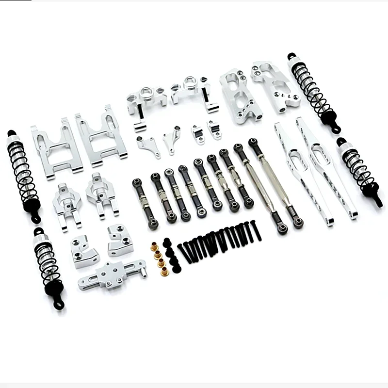 Para WLtoys RC Car 12427 12428 12423 FY-03 Peças modificadas de metal, kits de atualização como grupo de direção, feixe principal, assento C, etc.