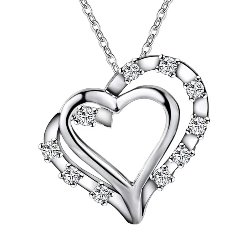 Halskette aus 925er-Sterlingsilber mit Herz-Anhänger für Damen, hochwertiger Hochzeits- und Verlobungsschmuck, modischer Zirkon, Weihnachtsgeschenk – Detail 2