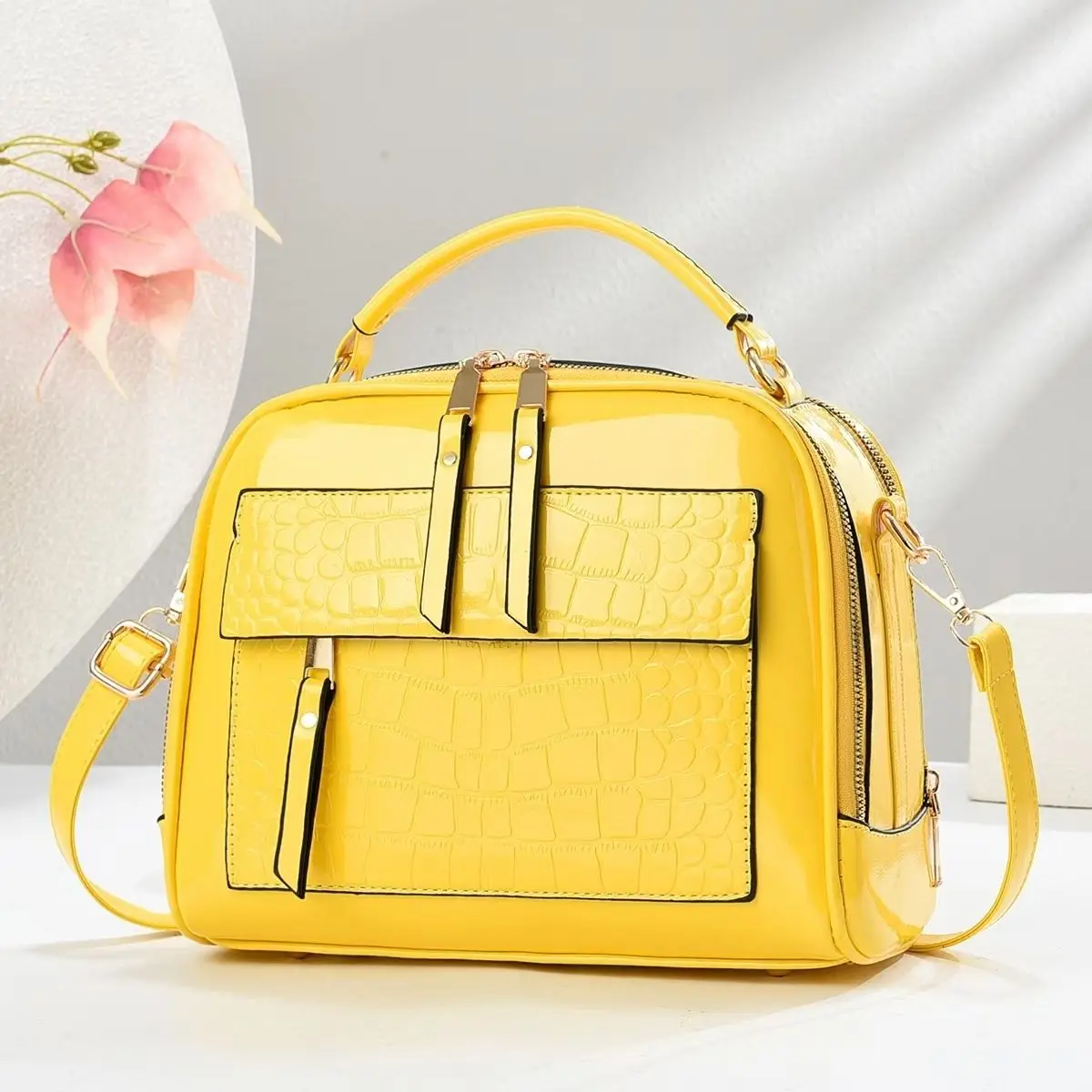 

2026 Новые модные женские сумки из кожи аллигатора, европейские дизайнерские кожаные женские сумки на плечо, женская брендовая роскошная сумка через плечо для девочек