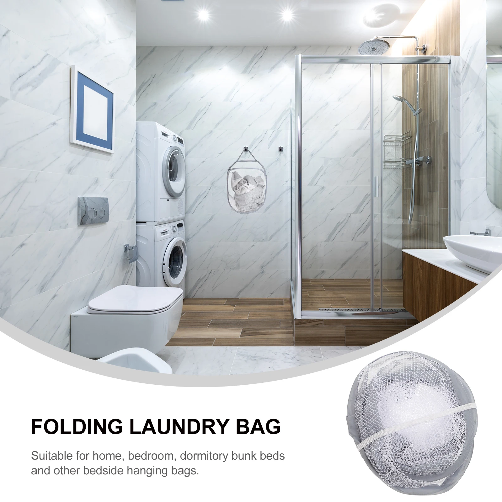 

1Pcs Wall Mounted Laundry Basket Foldable Premium Polyester Hanging Storage Bag for Bathroom Bedroom Dorm Large Capacity Clothes