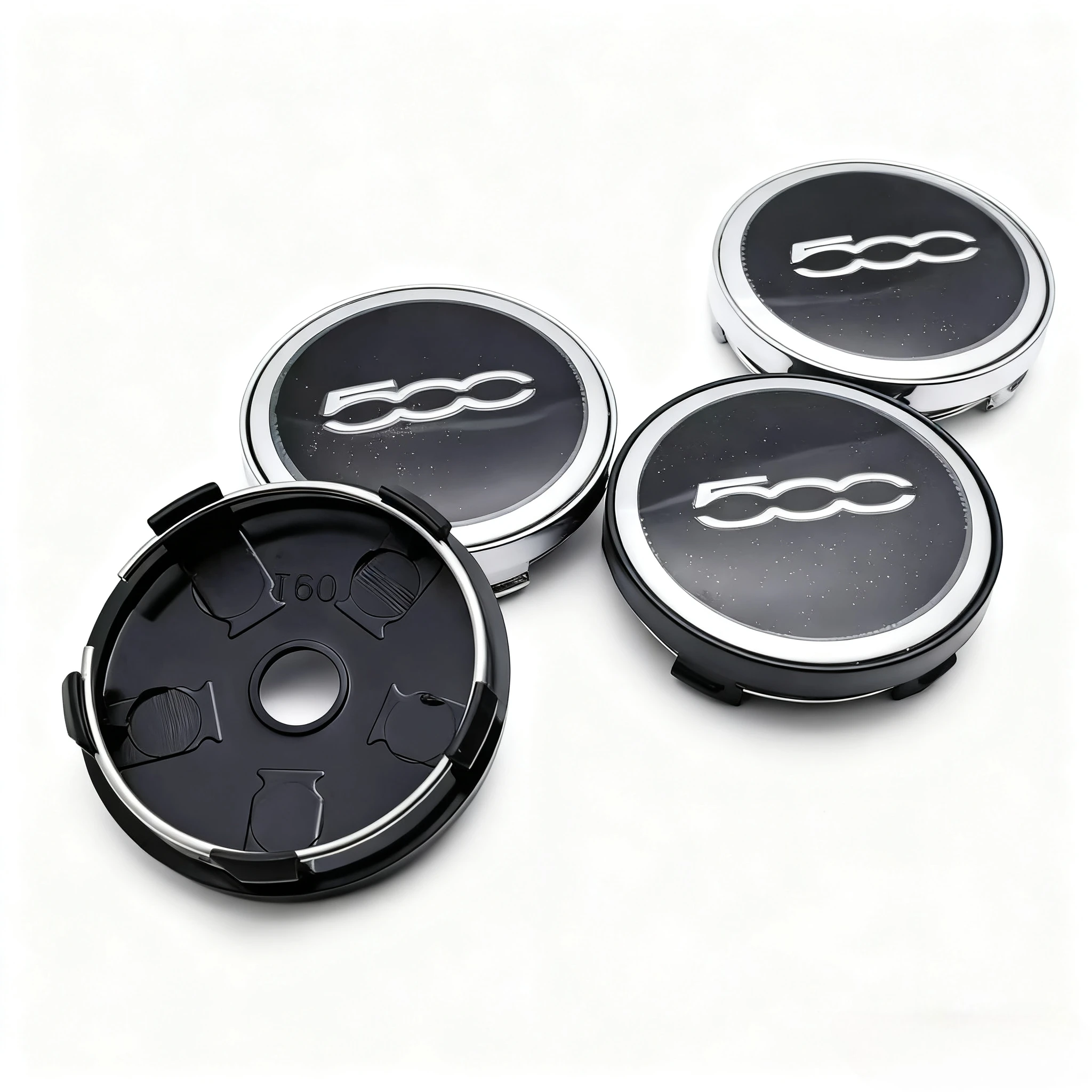 4 pièces 500 Logo emblème capuchons centraux de roue de voiture 60MM 56MM capuchon de moyeu de roue 500C Badge jante enjoliveurs couverture remplacer accessoires de style de voiture