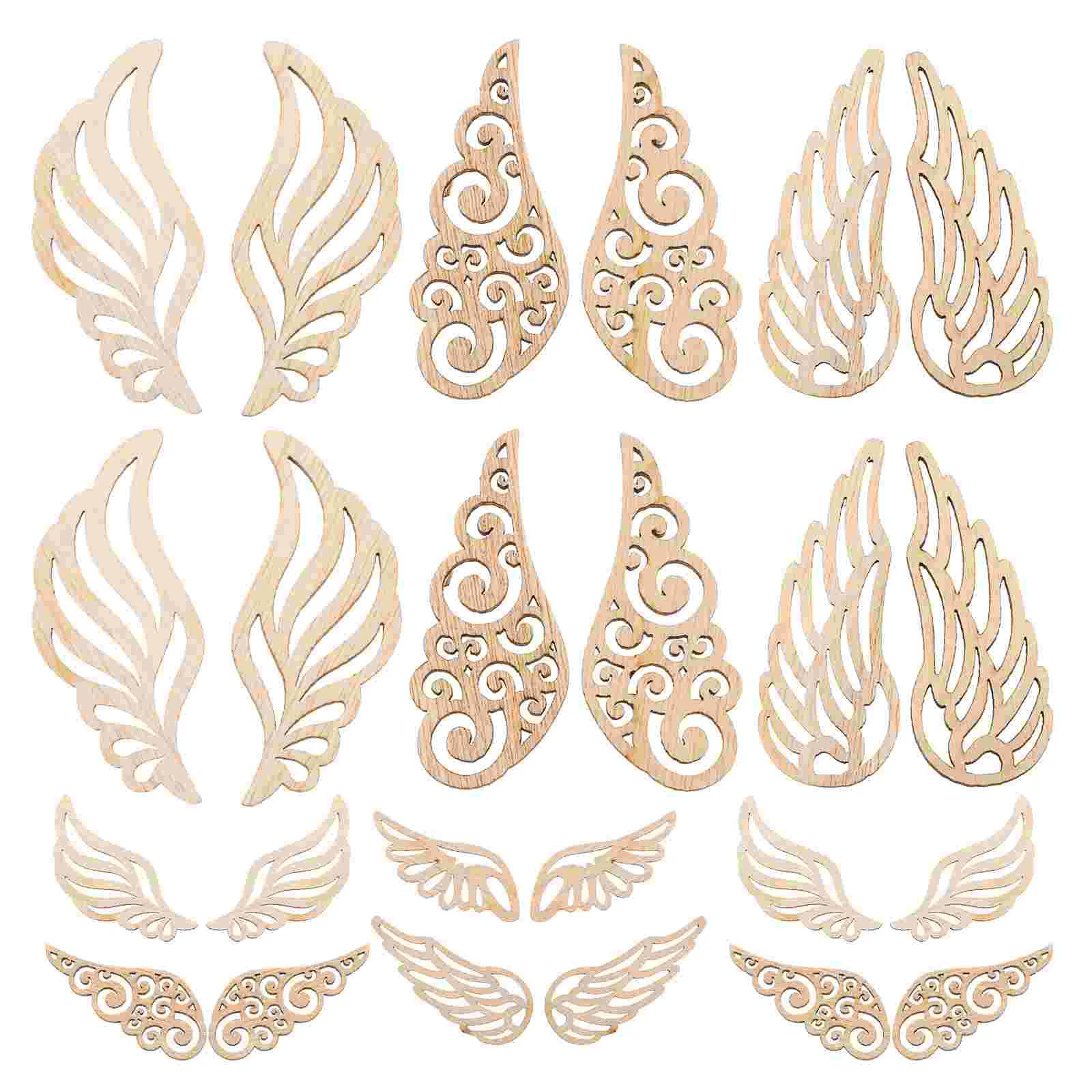 

40 Pcs Wing Wood Colored Chips Wings Slices DIY Cutouts Hanging Ornament The Tree