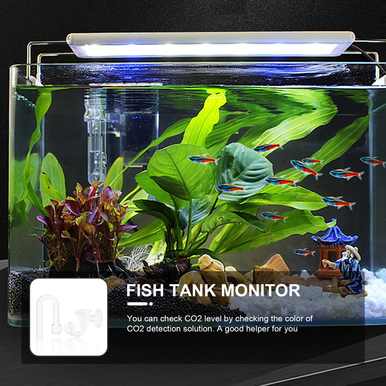 

2pcs Co2 Monitor Glass Aquarium Carbon Dioxide Tester Fish Tank Drop Checker For Water Grass Healthy Maintenance
