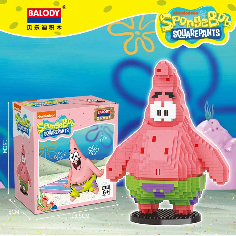 New SpongeBob SquarePants Cartoon Building Blocks Anime Figure Patrick Star Squidward Tentacles Mini Action Figure Toy Kids Gift