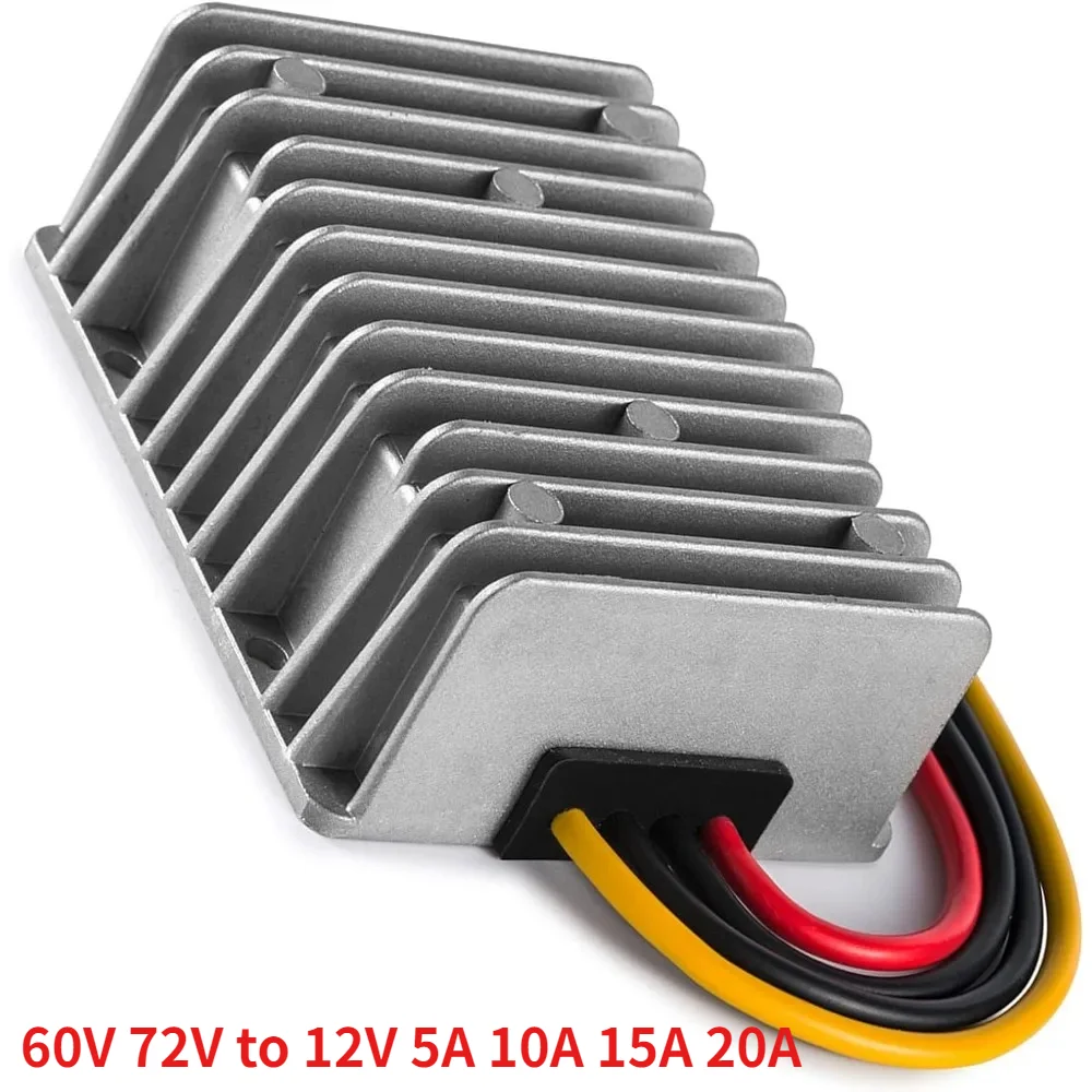 DC/DC Voltage Regulator 60V 72V Step Down to 12V 5A 10A 15A 20A Waterproof Converter Reducer Power Supply Module for Golf Cart