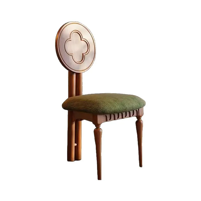 

French retro American solid wood dining chair high-end home dining room chair French soft bag back chair negotiatio