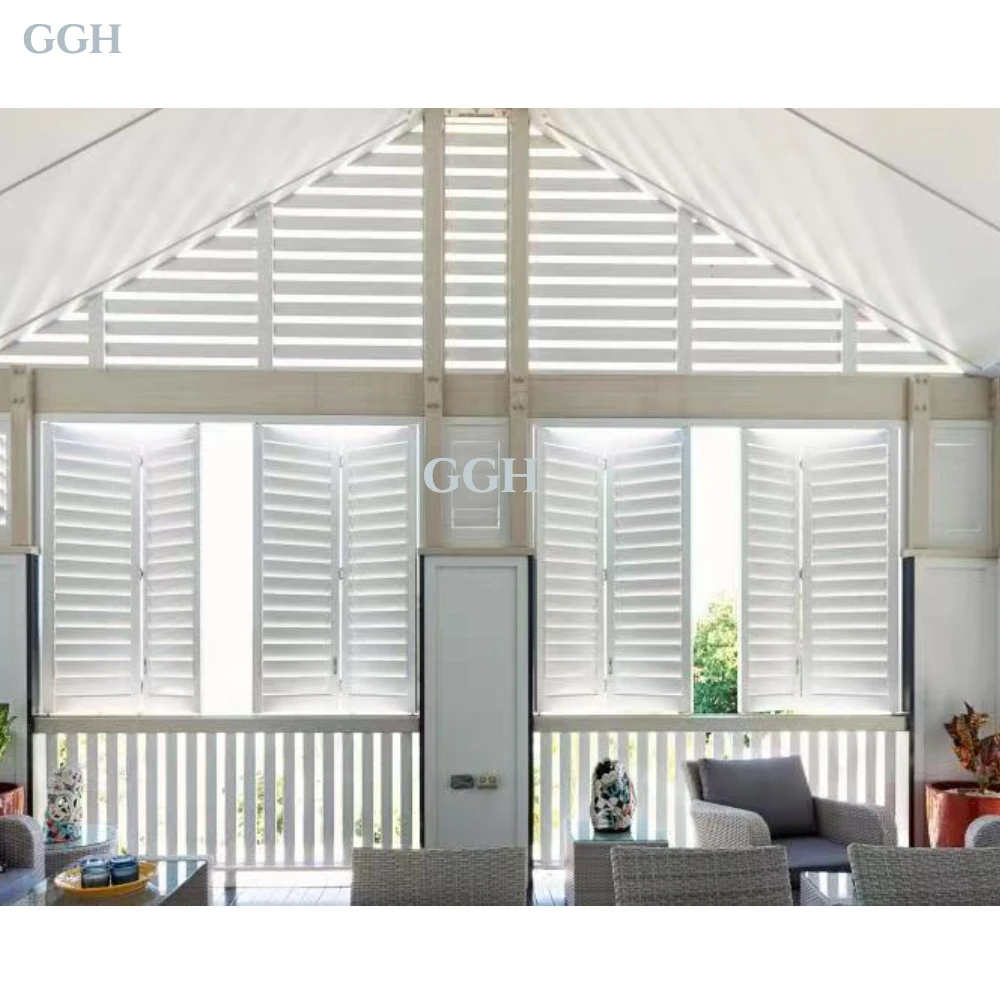 Modern Aluminum Alloy Horizontal Outdoor Plantation Shutters with 5 Year Warranty view 6