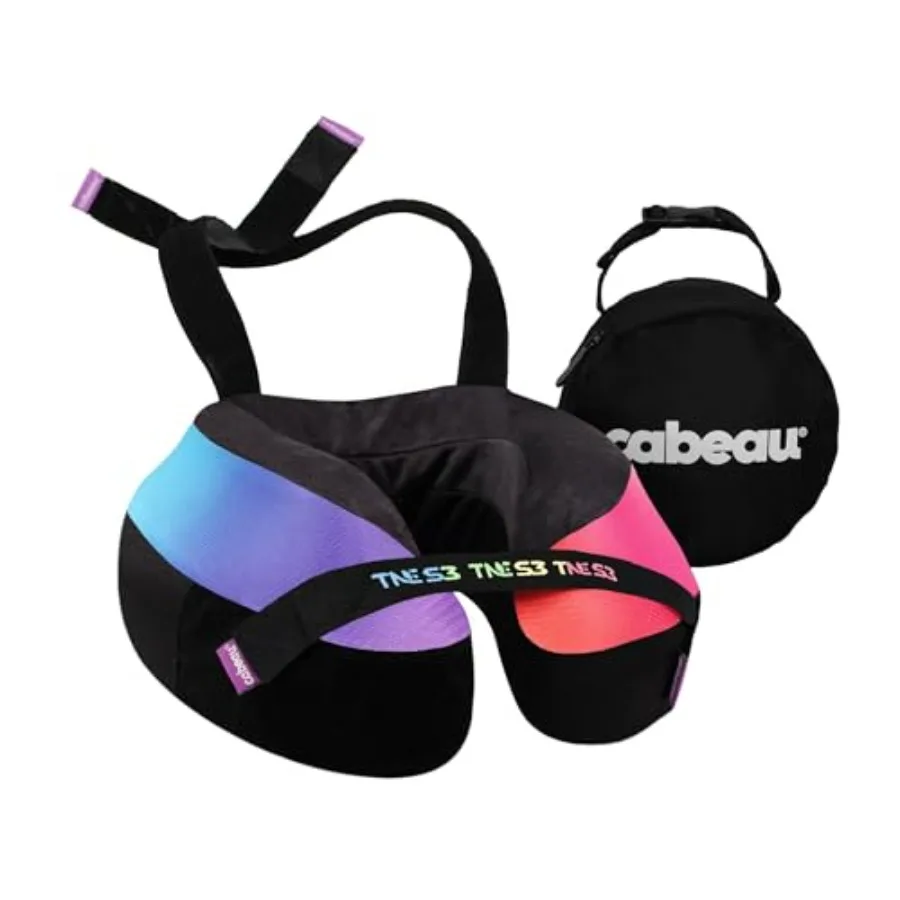 

Travel Neck Pillow for Airplanes Memory Foam Amsterdam Rainbow Supportive 360 Design with Attachable Seat Straps