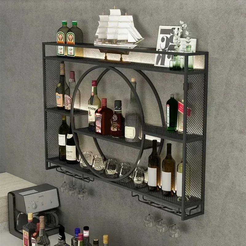 Wein Bar Schrank Wand Halterung Wein Rack Flasche Halter ปรับขนาดเล็กสีดําถุงเท้าแก้ว Lagerung Wein Schrank Dekor