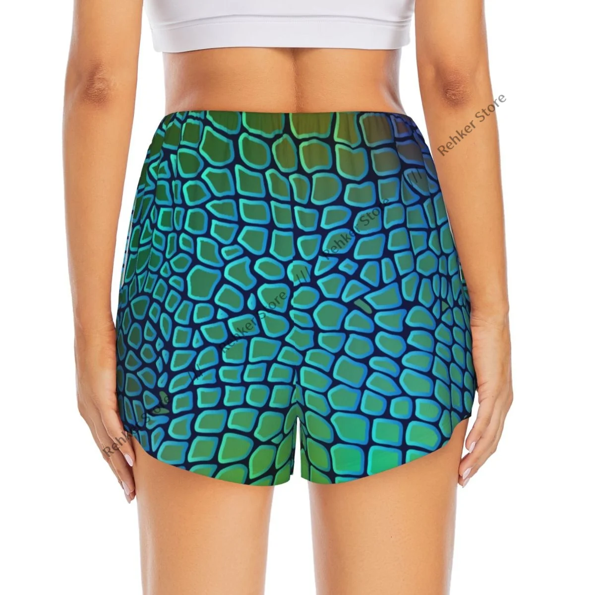 Animal cobra texturas crocodilo feminino dupla camada shorts atléticos de secagem rápida para corrida ao ar livre fitness treino esporte