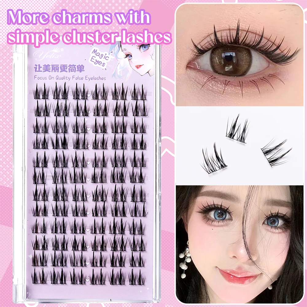 Yelix Cosplay Eyelashes Doll Anime Lashes 12 Lines Large Capacity Japanese Spiky Manga Natural False Eyelashes Korea Makeup