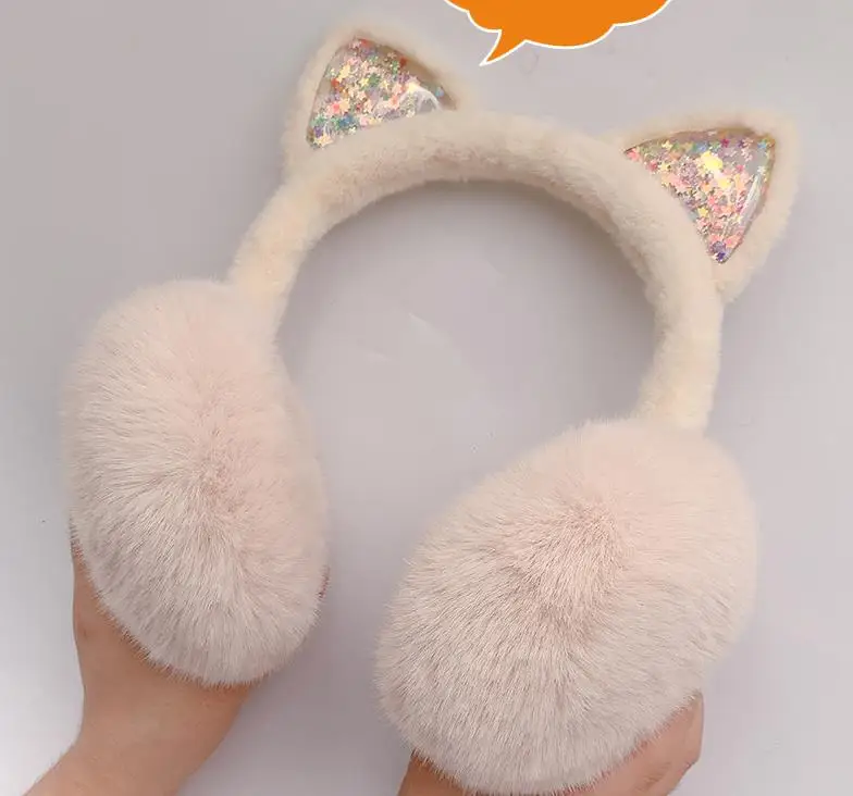 หูแมวน่ารัก Glitter Warm Plush Earmuff เด็ก Cache Oreilles เด็ก Muffs หูสำหรับ Boy Earmuffs สำหรับสาวอุ่นฤดูหนาว h299