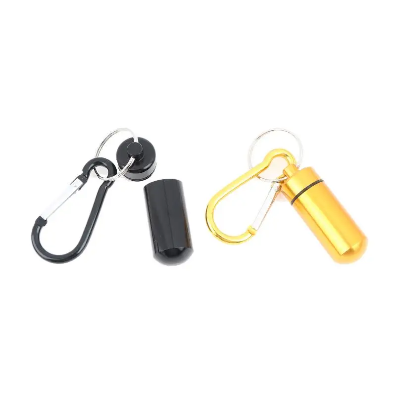 Mini Wasserdichte Tragbare Aluminium-Pillendose Behälter Organizer Aufbewahrung für Vitamine Fischöle Schlüsselanhänger Ohrstöpsel – Detail 3