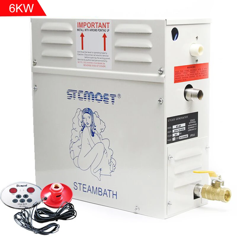 

6KW Steam Machine Household Steam Generator Sauna Room Dry Stream Furnace Wet Steam Steamer Digital Controller ST-60