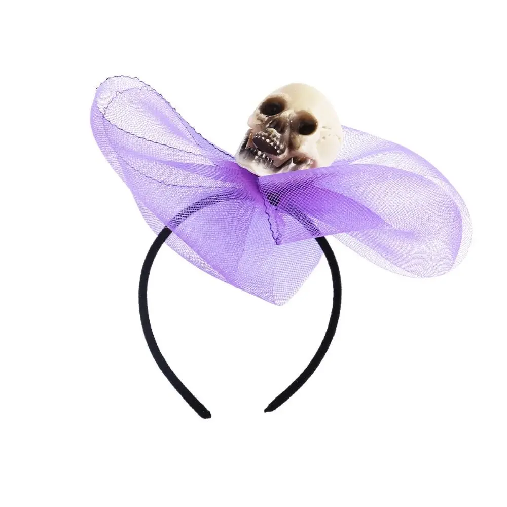 Creative Plastic Halloween Hairband Bow Mesh Ghost Skull Hair Hoop Headwear Hair Accessories Spider Headband Cosplay