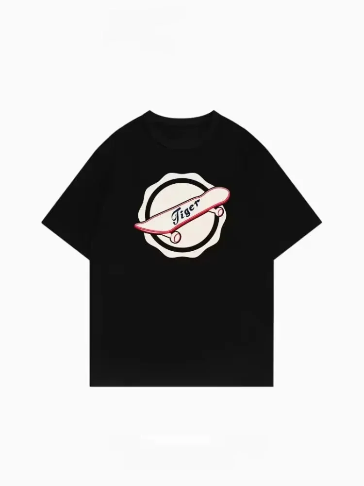 Vestido de verano con estampado de moda hip-hop original, camiseta retro de manga corta holgada y cómoda para parejas, hombres y mujeres