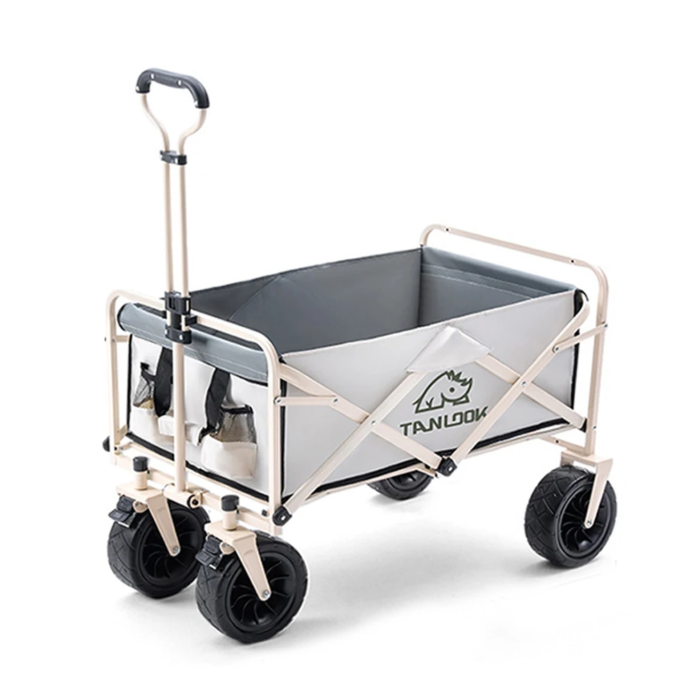 Portable Outdoor Folding Cart Wagon Large Capacity Multifunction Cart Garden Park Beach Camping Wheeled Carts Barbecue Trolley