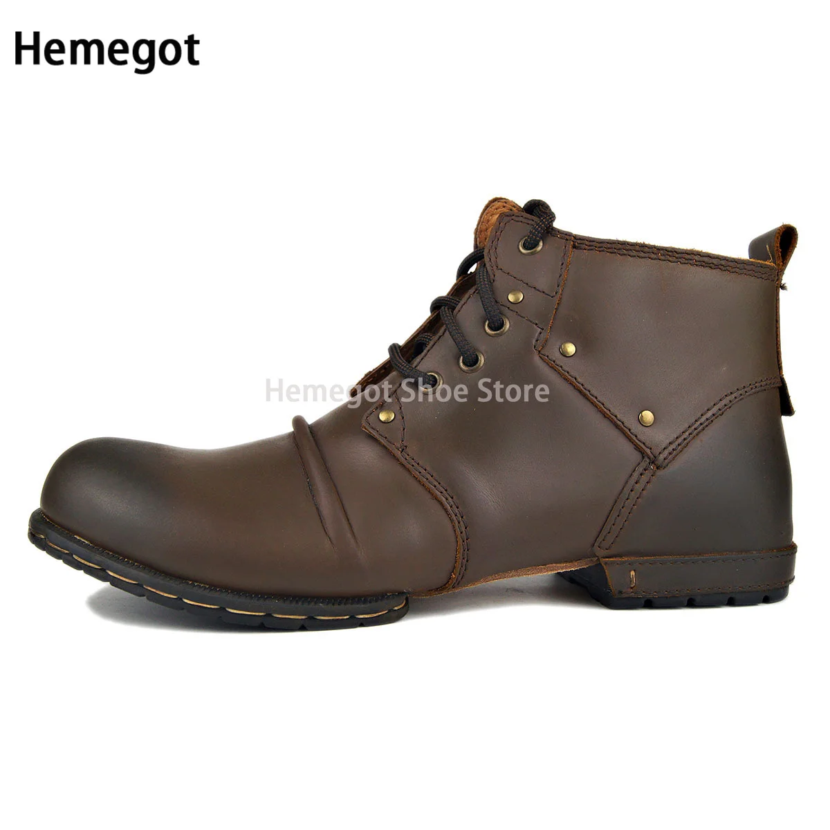 Sapatos de couro genuíno masculino, botas de lã quente, tamanho grande, top alto, outono e inverno