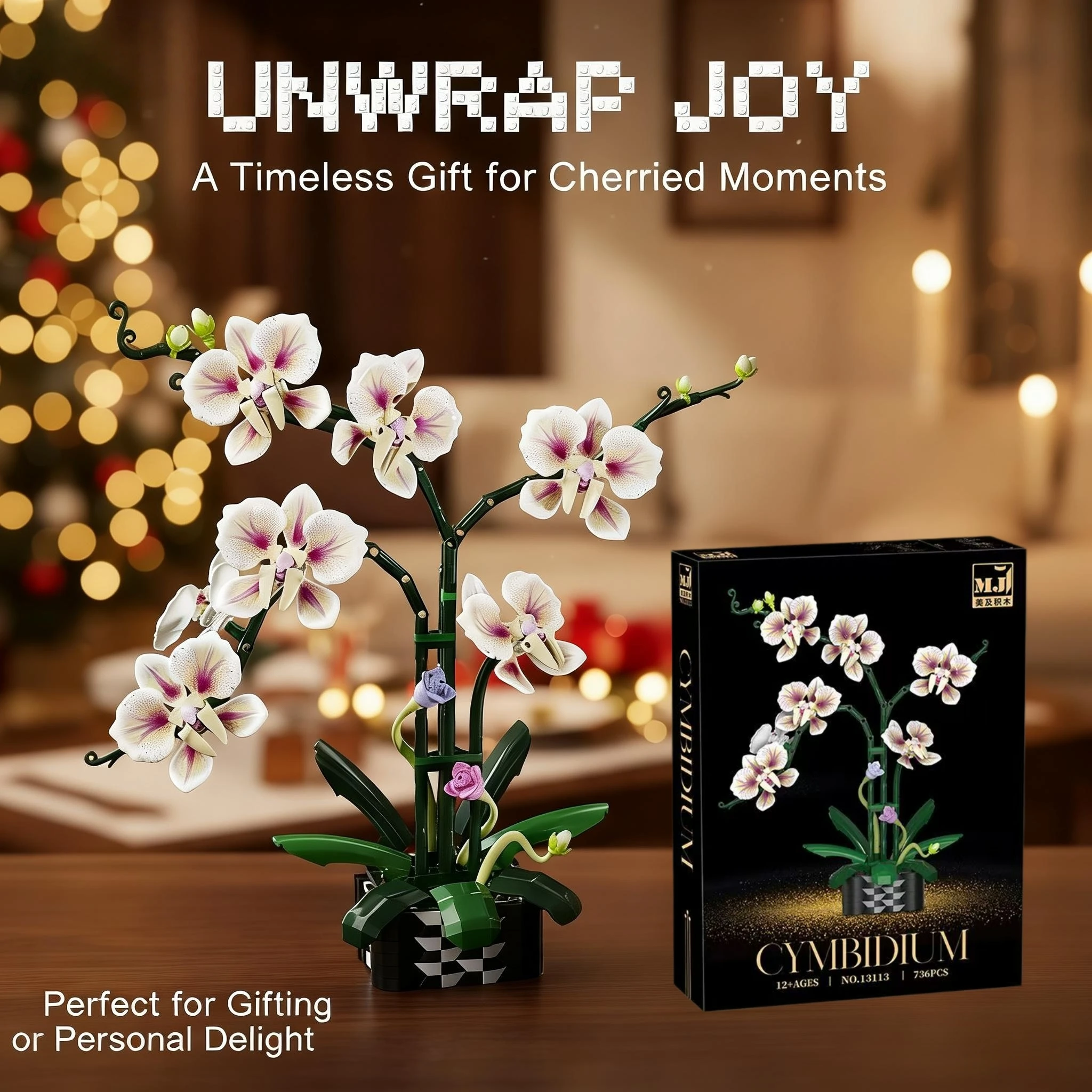 

Набор строительных блоков для сборки букета орхидей (736 деталей), модель цветочного бонсай для детей, подростков и взрослых, подарок для девочек, декор для дома своими руками