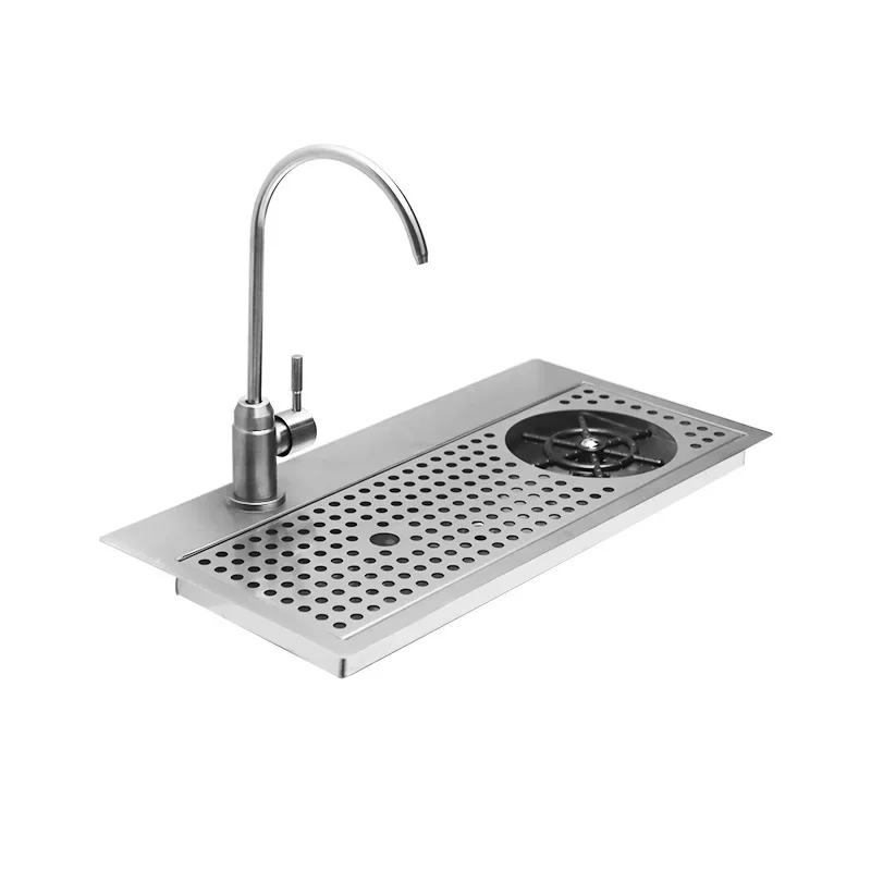 Stainless steel integrated faucet high pressure cup washer bar table water tray thickened embedded multi-function