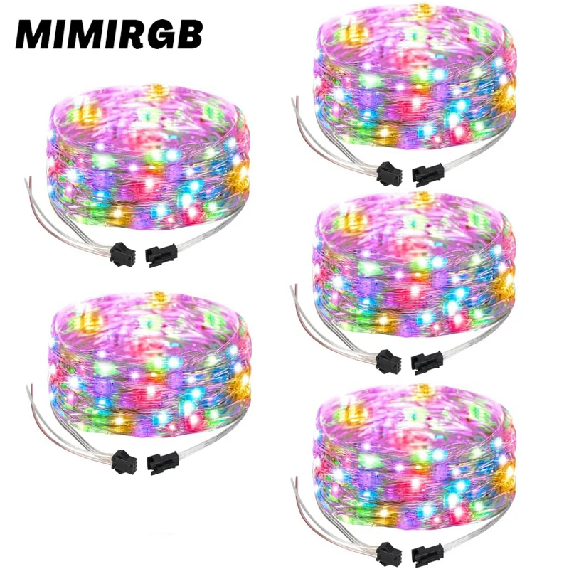 Ws2812b rgbic weihnachts lichterkette 5m 50 led rgb funkeln lichter schlafzimmer innen im freien hochzeits feiern dekorationen dc5v