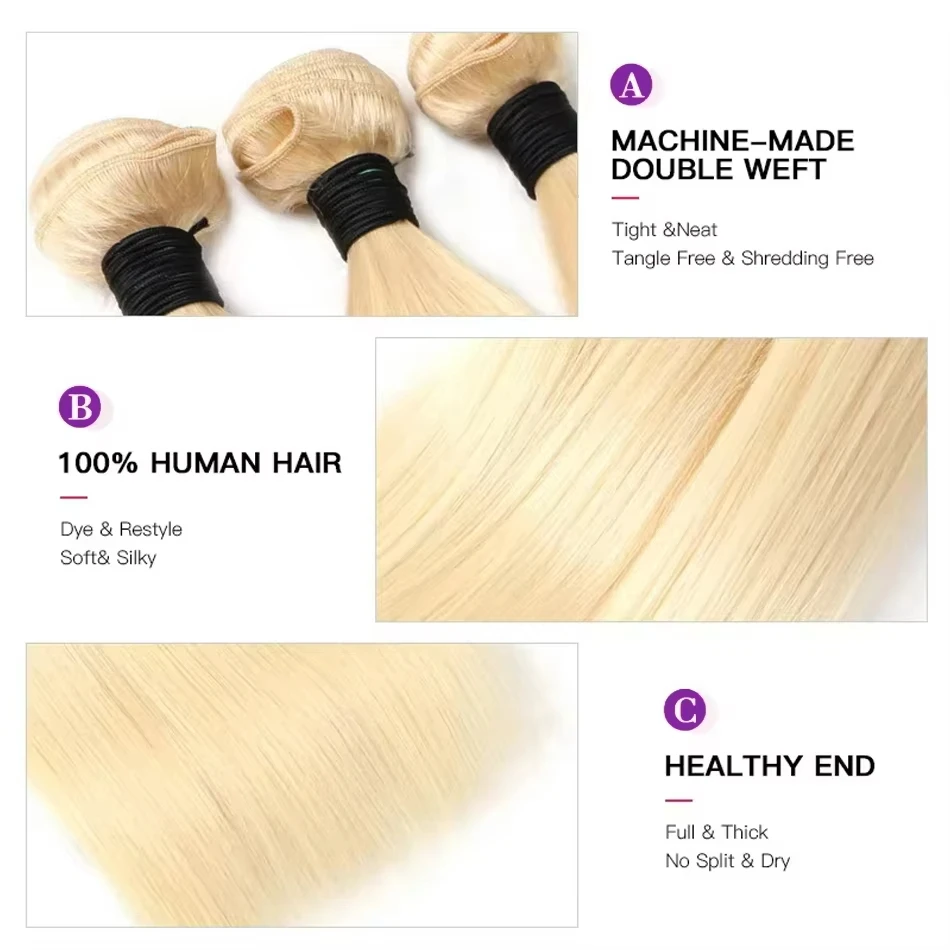 613 العسل شقراء العظام مستقيم 3 4 حزم 100% الشعر البشري البرازيلي 28 30 32 بوصة وصلات شعر خام لحمة مزدوجة بالجملة