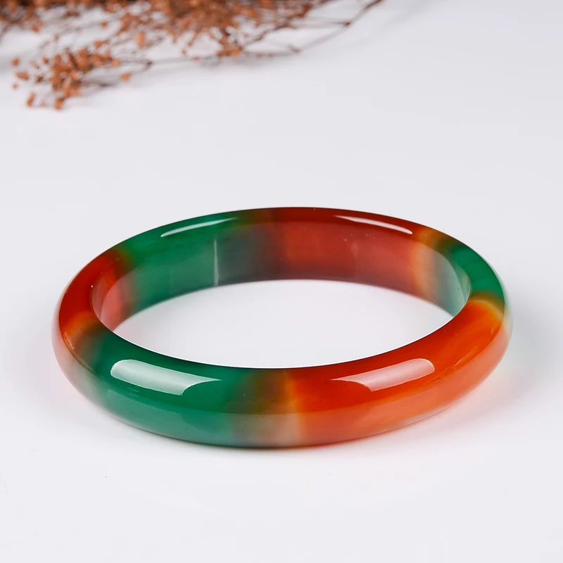 

Natural Colorful Bracelet Agate Bangles Women Healing Gemstone Fine Jewelry Genuine Colored Agate Stone Bangles Ladies Gifts