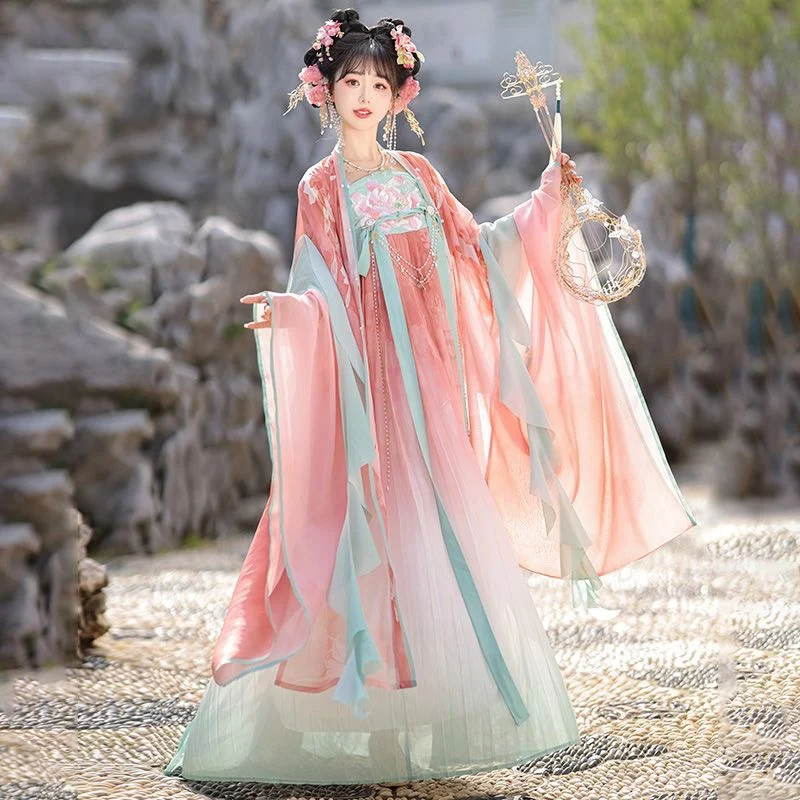 Women's Hanfu One-Piece Cheoko Skirt Chest-Length Han Chinese Clothing Gradient Coloring Spring and Summer Daily