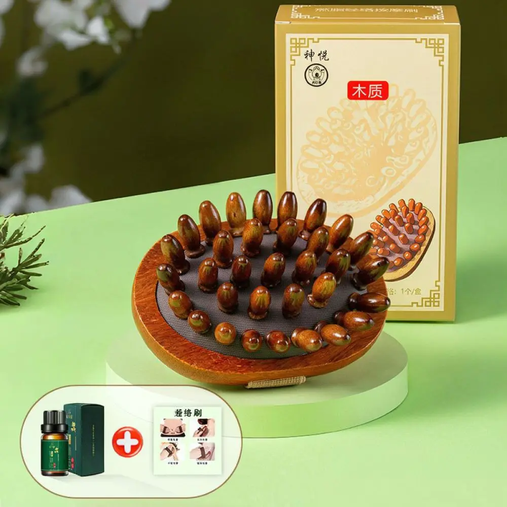 Health Meridian Massage Brush Wooden Scalp Comb For Body Relaxing Belly Waist Gua Sha Tool Ergonomic Design Handheld