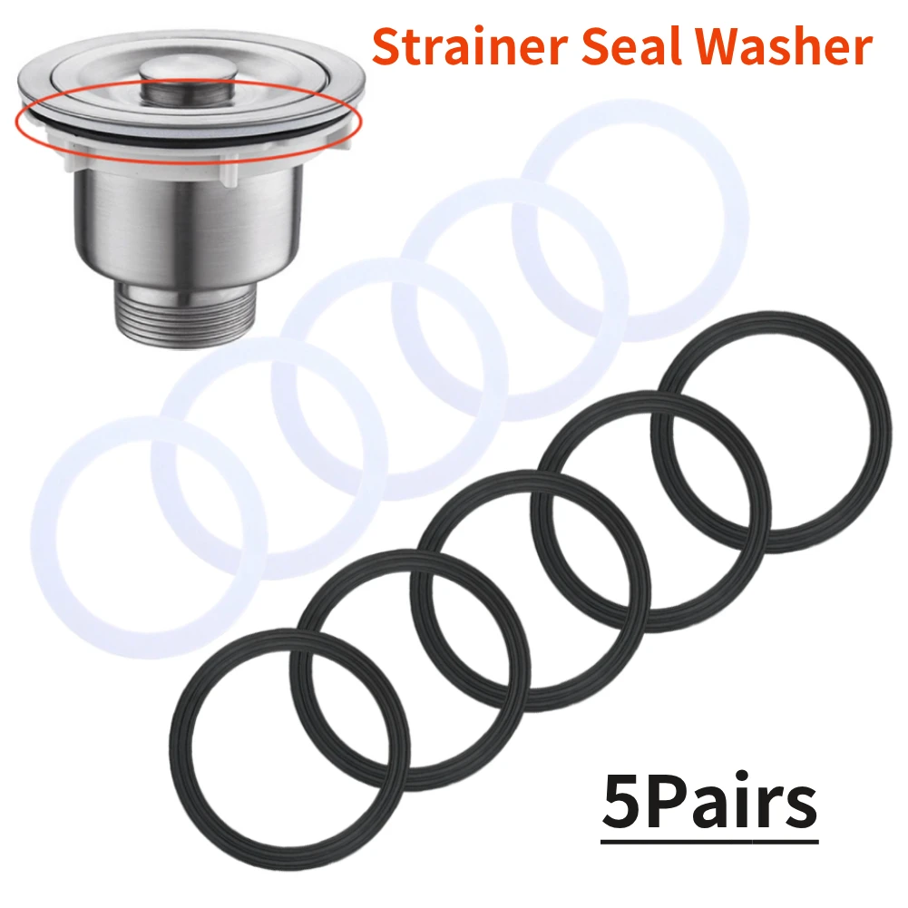 5 Pair 110mm Waste Sink Strainer Seal Washer Kitchen Bathroom Sink Drain Seal Gasket Sink Drain Cover Replacement Gasket