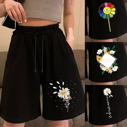 Pantalones cortos con estampado de margaritas para mujer, Shorts informales de secado rápido, elásticos, para Fitness, ropa de calle para el hogar, novedad