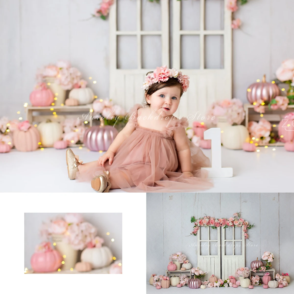 

Garden Pumpkin Vine Backgrounds Cake Smash Kids Adult Photography Props Child Baby Decors Vintage Wooden Door Photo Backdrops