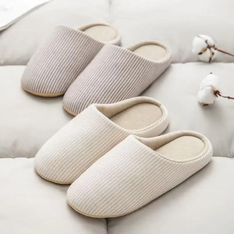 

Unisex Home Slippers Soft Fur Slippers Warm Indoor Flat Slides Nonslip Couples Shoes Bedroom Light Slience Flats Autumn&Spring