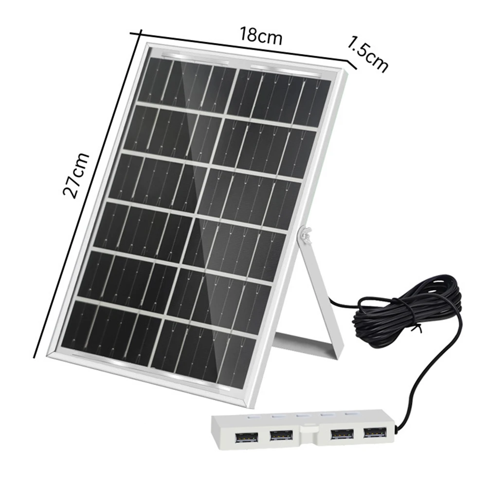 6W 5V Solar Battery Charger Solar Panel USB Charger Outlet 4 USB Ports For Fans Outdoor Mobile Phone Power Bank Charger