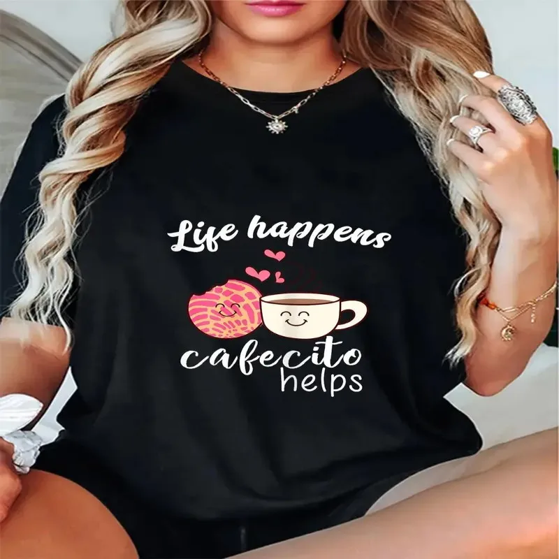 خريف شتاء المرأة البلوز حجم كبير الملابس النسائية كبيرة الحجم الحياة يحدث مقهى Conchas يساعد أعلى تنفس النسيج العصرية