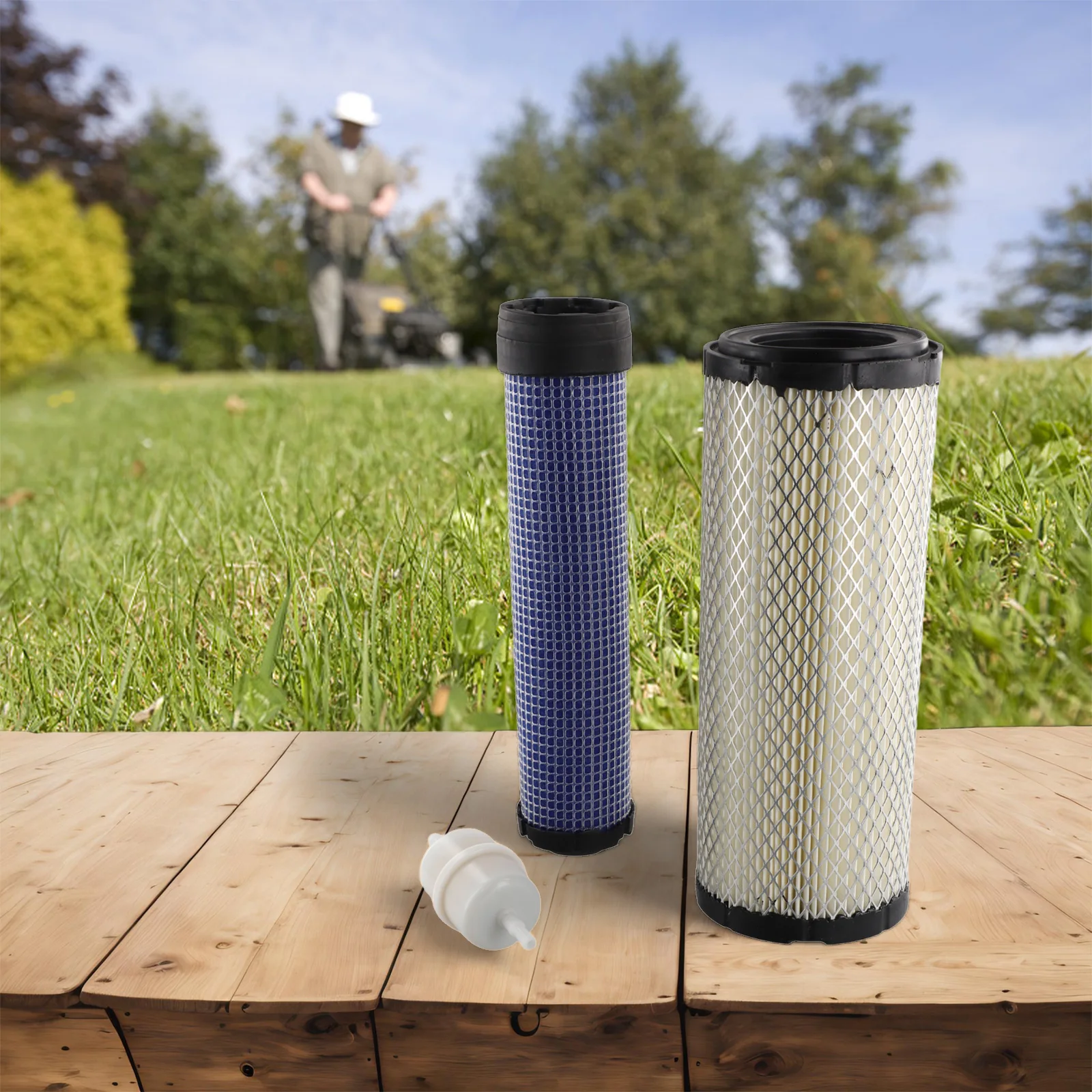 Outer Inner Air Filter Set for 25 083 01S 25 083 04S with Compatible Fuel Filter Fits Front Mowers and Compact Tractors