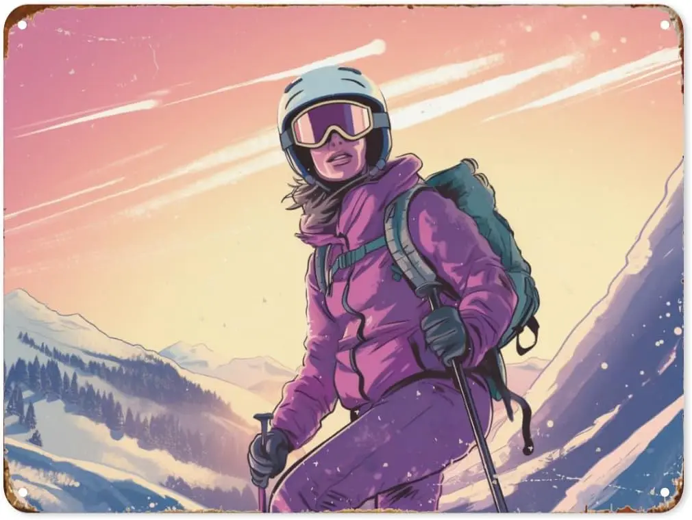 Lover Ski-letrero de estaño para invierno, vamos a esquiar, carteles de hojalata de Metal Vintage, decoración de señales de nieve para cafeterías, bares, pubs, tienda, decoración de pared