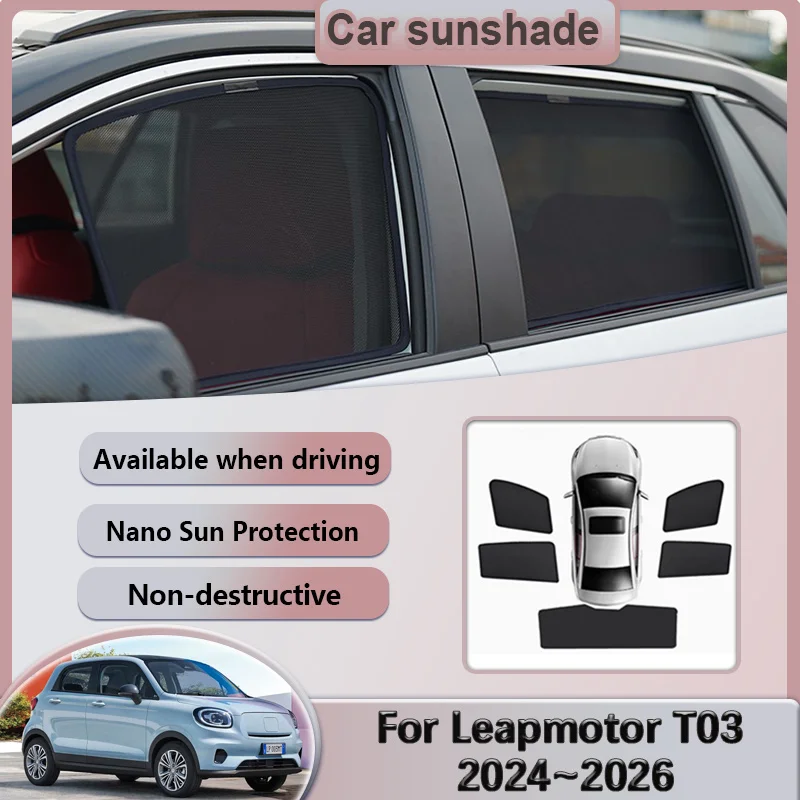 

Солнцезащитные сетки для Leapmotor T03 2024 2025 2026, магнитные шторки на боковые окна, защита от солнца и конфиденциальности, автоаксессуары