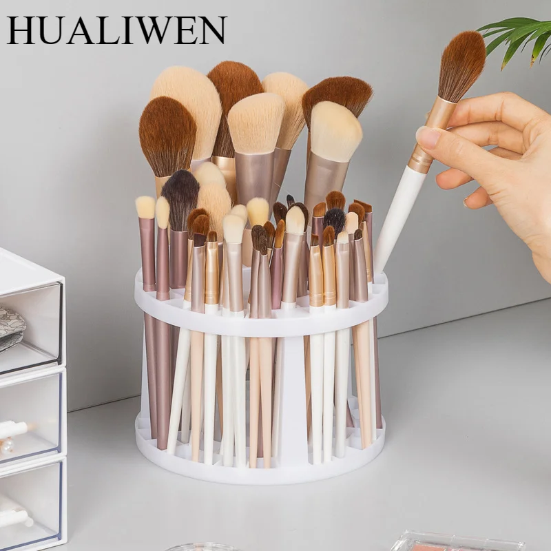 Household plastic porous storage box, shelf, makeup brush detachable and washable, circular storage makeup brush holder