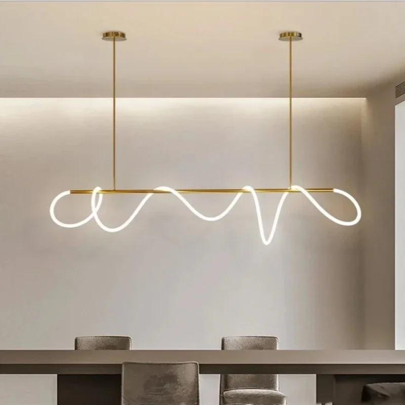 

Modern Long Hose Led Chandelier for Table Dining Room Kitchen Bar Minimalist Pendant Lamp Art Decor Lighting Lusters Luminaires