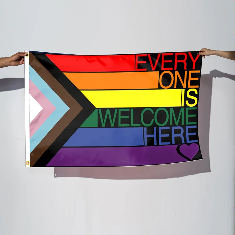 Progress Rainbow Pride Flag 3x5ft 35,43x59,06 inch Everyoneryone Is Welcome Here Evs For Gay Pride