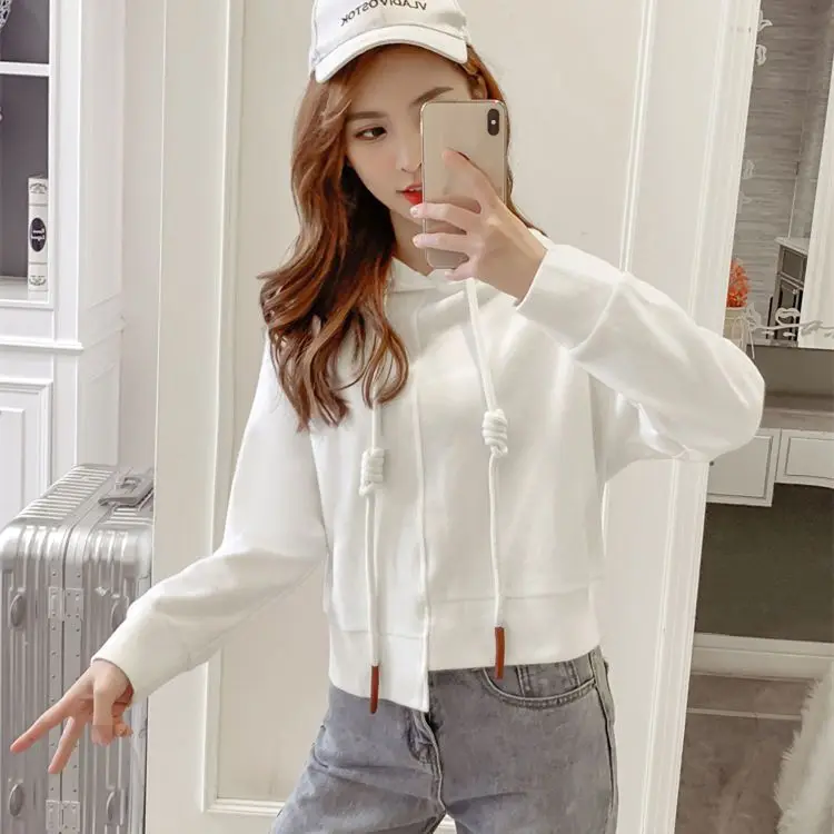 

Хлопковые толстовки с капюшоном, осенняя одежда, женская универсальная японская ретро-самый одинаковый бархатный верхний американский с длинными рукавами