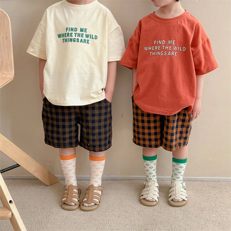 2026 Summer New Children T Shirts Letter Print Boys Short Sleeve Tee Cotton Kids Girls Loose Versatile Tops Baby Simple T Shirt