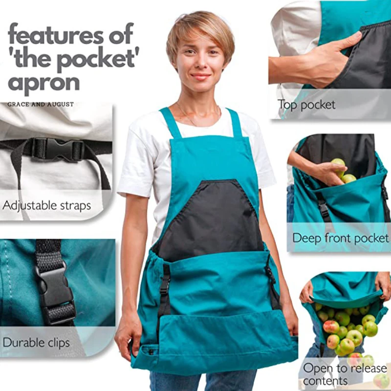 

Garden Picking Apron Large Pocket Gardening Fruit Storage Bag Multi-purpose Backpack Apron Vegetable Garden Foraging Bag