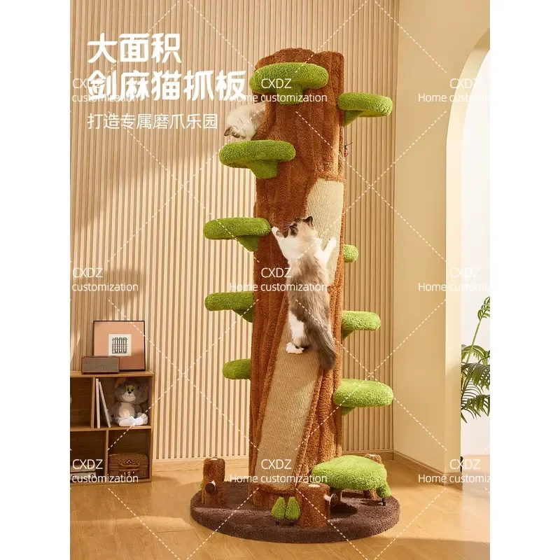 Large Cat Tree Climbing Frame with Jumping Platform Integrated Cat Shelf Villa Warm Cat Nest Universal for All Seasons