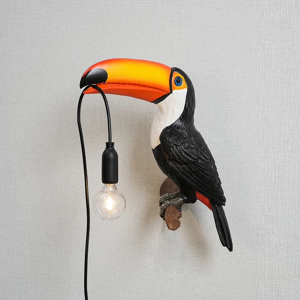 Modern Resin Lucky Bird Crow Wall Lamp Big Mouth Night Lights Bedroom Bedside Living Room Home Decor Wall light Lighting Fixture
