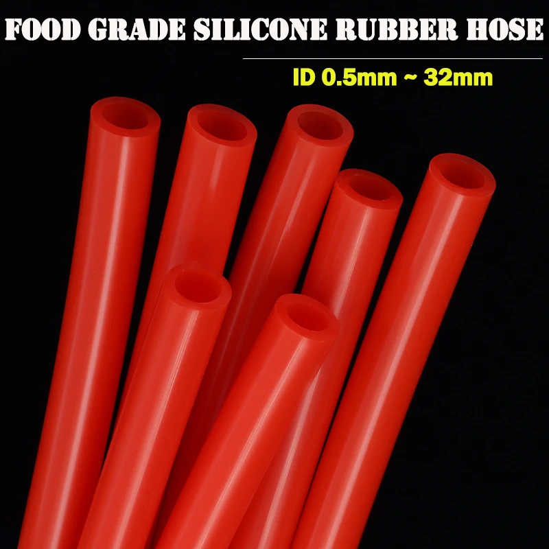 

Red Food Grade ID 0.5mm ~ 32mm Silicone Tube Flexible Non-Toxic High Temperature Resistant Drink Water Connector Plumbing Hose